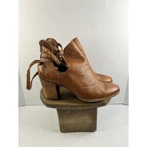 Frye Naomi Pickstitch Ankle Shooties Womens Size 7.5B Whiskey Brown Leather Zip